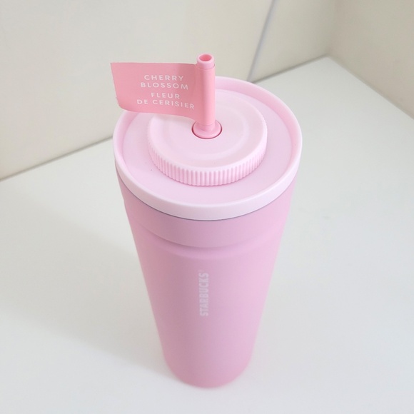 Starbucks Twist-to-Seal Pink Cherry Blossom Soft Insulated Cold Cup 24oz Tumbler - Picture 3 of 6